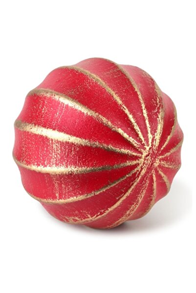 MONDEX Decorative globe 7cm red MDF with gold stripes