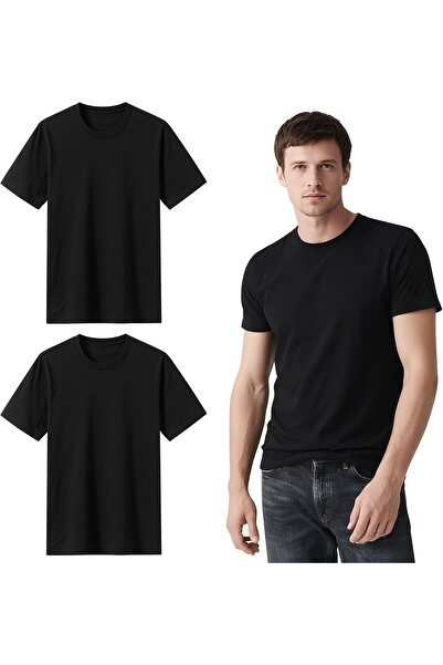 ENYT Men’s 2-Pack Cotton T-Shirt – Black | Soft Crew Neck Basic Style