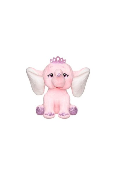 OEM Elefant de pluș roz cu urechi mari și albe, sclipici fuchsia și coroană -...
