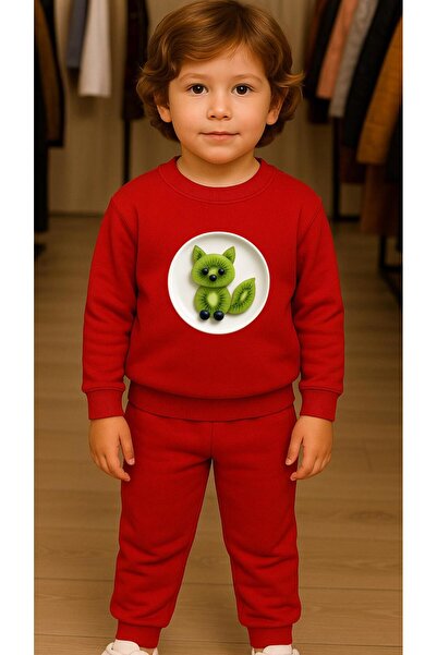 playwear سترة رياضية للأطفال KİVİ Ba مطبوع iz للأولاد برقبة دائرية 3 4-5-6-7-...