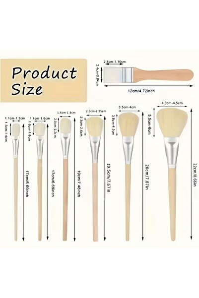 Art Tone 7 adet Çok Yönlü Ponpon Keçi Saç Boya Fırçası Seti Mop Su Temizleme Akrilik Yağlı Boya için Karışık