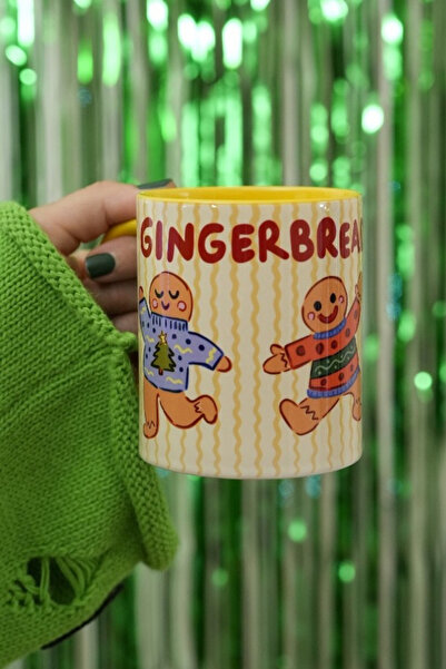 Hello Melody Design Gingerbread Boogie Mug - Cute Gingerbread Cookie Design Porcelain Mug 9.5X8 cm