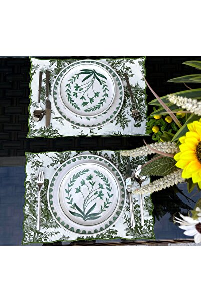 LİONYA DESİGN 2’li Fransız Köylüleri Desenli Amerikan Servisi – Kenar Nakışlı