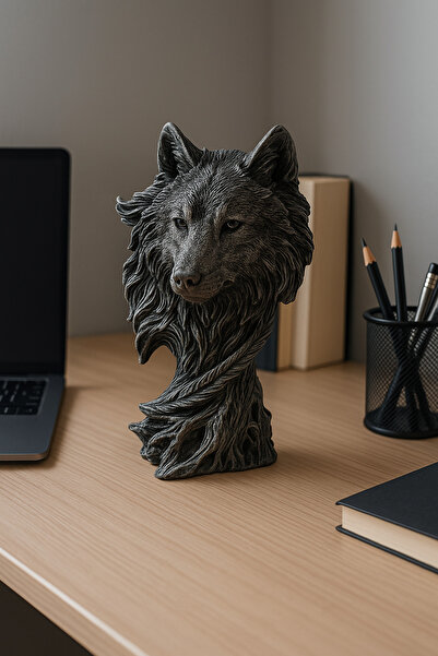 GenelTedarik Özel Tasarım Polyester Bozkurt Kafası – Dekoratif Heykel Ev Ofis