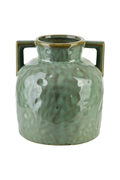 MONDEX ARINA GREEN Vase, ceramic, 8x18x20.5 cm, green with decorative handles