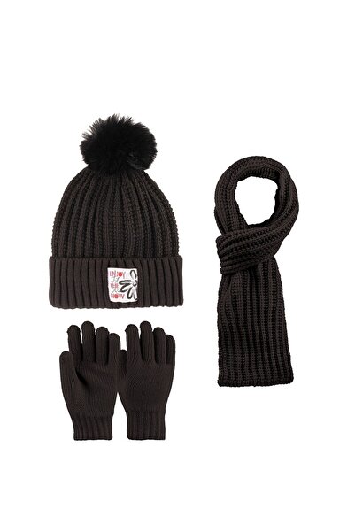 MİNİKO KİDS Ki̇tti̇ 28180-01 9-14 Years Old Scarf Beanie Glove Set