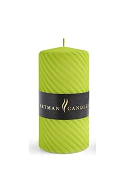 MONDEX Lumânare cilindrică mată Caroline, 7x14cm, verde deschis