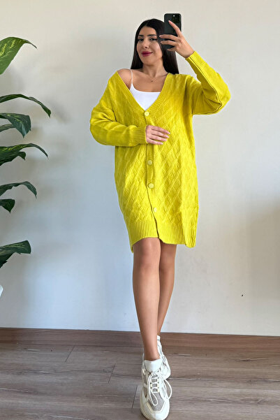 CİDDE Tricotaj pentru femei Cardigan lung tunică ALB