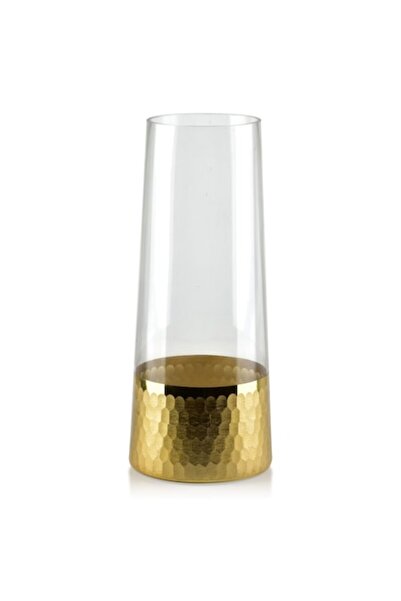 MONDEX Serenite Oblique Vase, Mondex, Glass, 10x25cm, Transparent/Gold