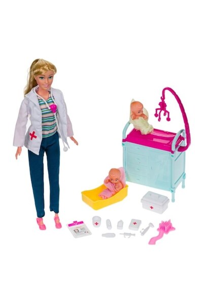 OEM Mannequin doll Betty, pediatric doctor, with 2 babies and accessory set, ...