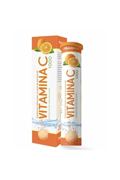 PharmA-Z Vitamina C 1000 mg, aromă de portocală, 20 de comprimate efervescente -