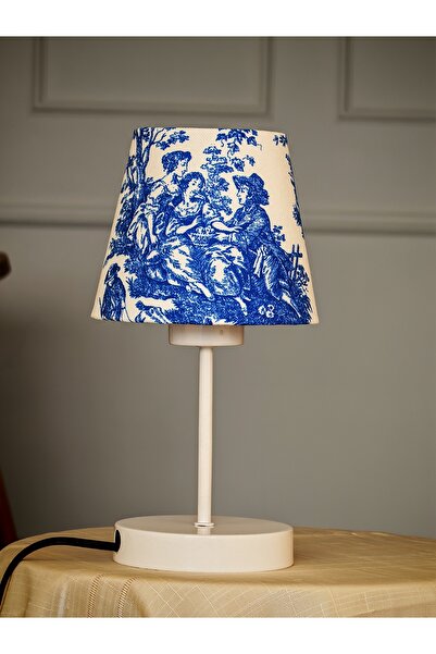 APCASADECOR Vintage Beyaz Ayak Toile De Jouy Masa Lambası Lambader Kablolu Ar...