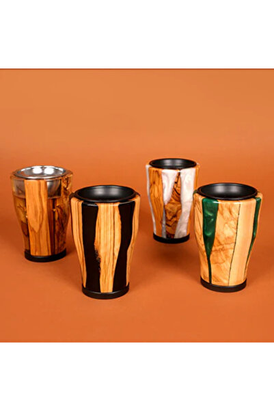 DIVA LADY Small incense burner made of green resin and fine wood with a black metal lid and base – 12 cm size ✨