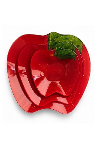 Allesken Aria Fresh apple-shaped decorative bowl, 25x24xh4 cm, glass, red/green