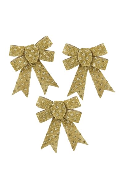 Mondex Since 1986 Fundă decorativă de Crăciun, aurie, 9,5 x 12 cm, set de 3