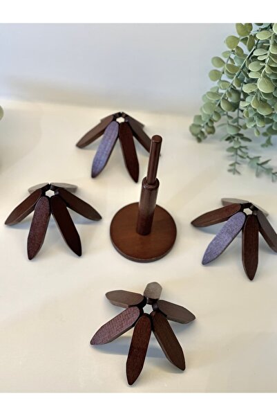 BUCOLIC Acacia Trivet Set with 4 Stands