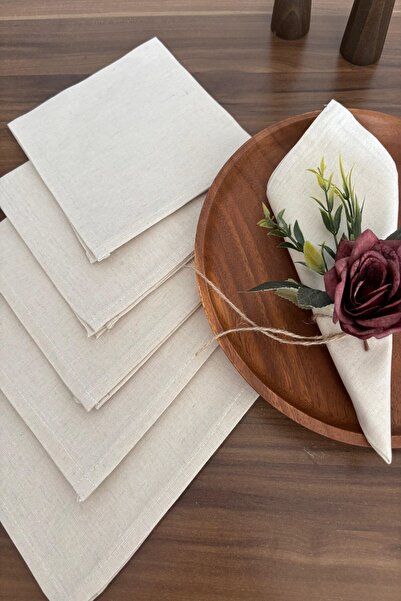 zarafet concept 6 Adet Naturel Ham Keten Kumaş Peçete 35x35