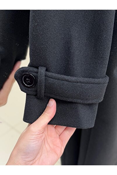 BENAHOLL Alita Shoulder Padded Sleeve Epaulettes Embroidered Coat-Ek1003 Black