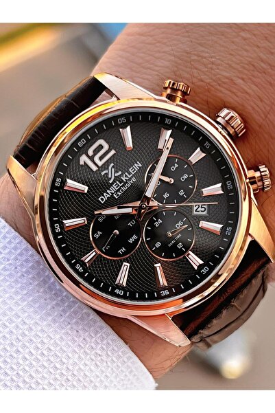 Daniel Klein Leather Cord Inner Dial Functions Active 3 Atm Water Resistant Men's Wristwatch E14063-4