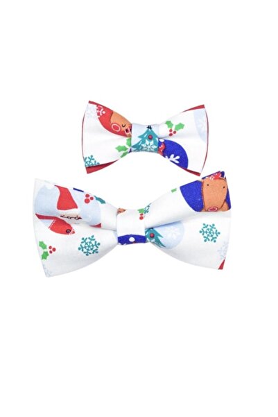 Papileon Set tata-fiu papioane de Craciun „I love Santa” (12 x 6 cm si 8 x 4 cm)