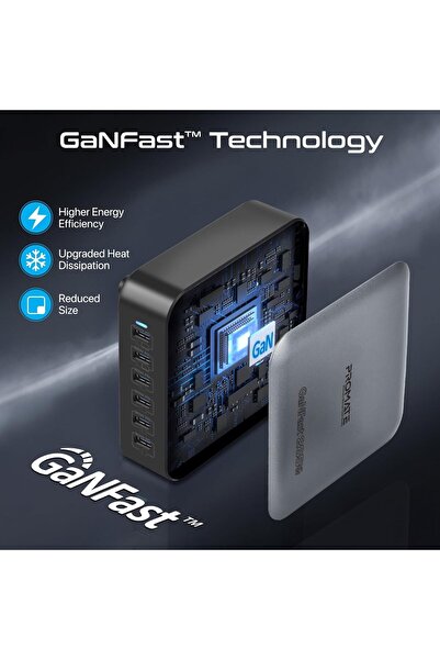 Promate PowerBase-GaN285 285W 6-Port GaN USB-C Charging Station (100W/65W/4×30W)