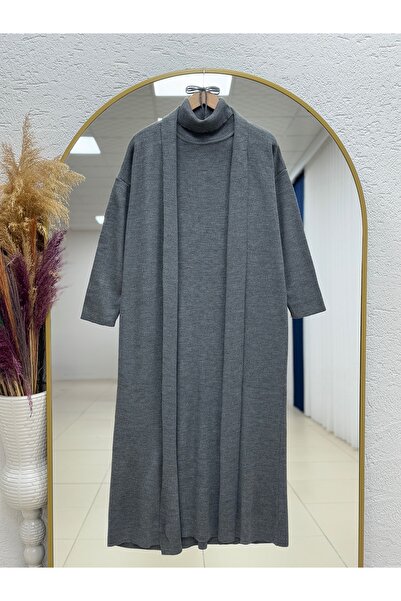 BENAHOLL فستان سيلونيا ذو ياقة عالية وسترة مزدوجة من التريكو - كيه آر5008 أنث...