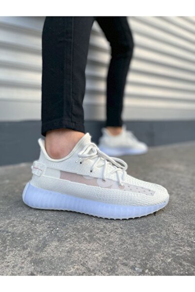 Lucy Shoes JY305 حذاء رياضي كاجوال للرجال من قماش التريكو برباط نابض TBT - أبيض