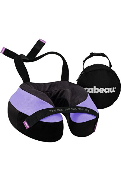 Cabeau وسادة رقبة للسفر TNE S3 مصنوعة من إسفنج الذاكرة مع أحزمة تثبيت (لون با...