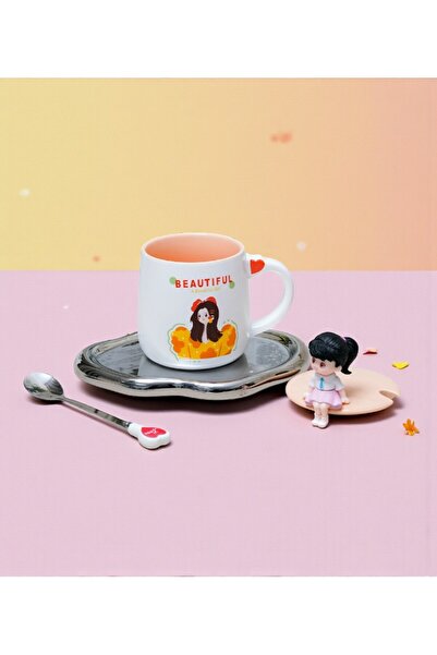 lstri Gift Children's Cute Mug Cartoon Beautifully Designed for Girls and Boys with Lid and Spoon