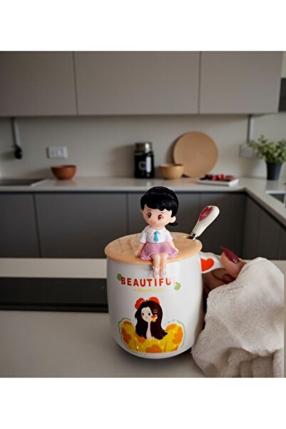 lstri Gift Children's Cute Mug Cartoon Beautifully Designed for Girls and Boys with Lid and Spoon