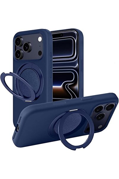 Margoun جراب سيليكون لجهاز iPhone 17 Pro Max مع حامل مغناطيسي 360 درجة (أزرق ...