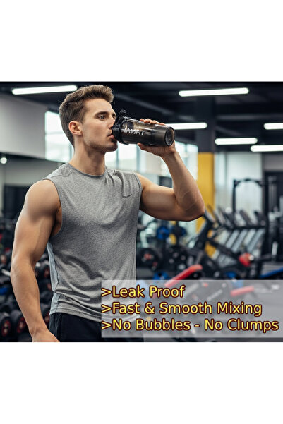 IAMFIT Smart Shaker Bottle Black – 500ml Dual Storage for Protein powder & Pills | Sports Drinks, Leakproof