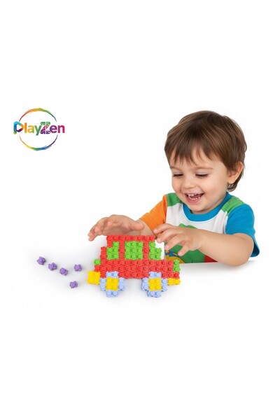 PlayZen Master Tiktak Bloklar – 120 Parça Çok Renkli Yapı Seti (3 Yaş+ Eğitici & Çıt Çıt)