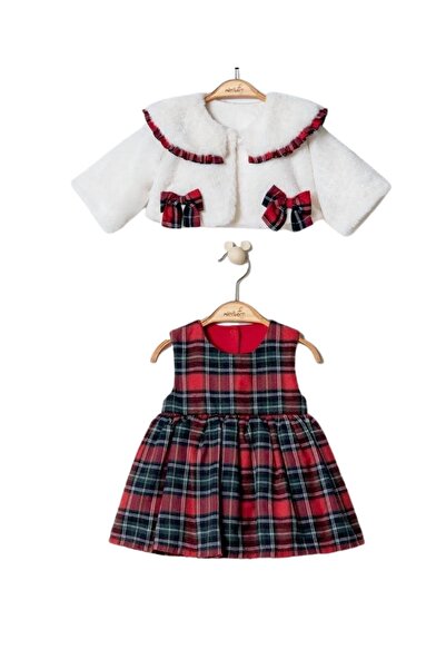 Trend Baby Kids Kız Bebek Yılbaşı Konsept Beyaz Bolerolu Elbise