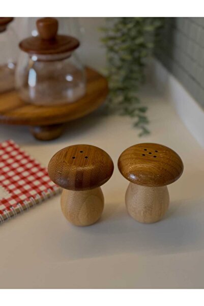 BUCOLIC Mushroom Bamboo Salt and Pepper Shaker Set