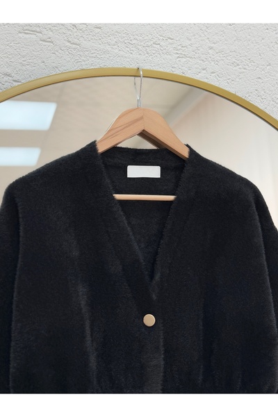 BENAHOLL Elina Gold Buttoned Belted Cardigan-Kr5026 Black