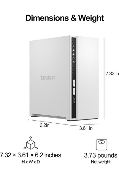 Qnap TS-233-US وحدة تخزين شبكية مكتبية بأسعار معقولة مزودة بحجرتين، ومعالج ARM Cortex-A55 رباعي النواة، وذاكرة DDR4 سعة 2 جيجابايت (بدون قرص)