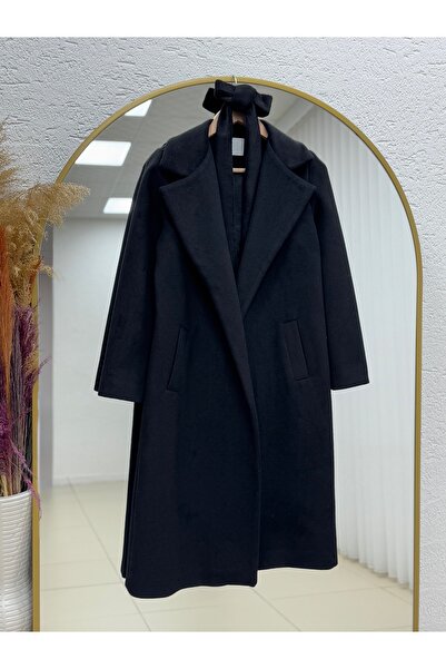 BENAHOLL Aixa Double Pocket Unbuttoned Lined Coat-Un233 Black