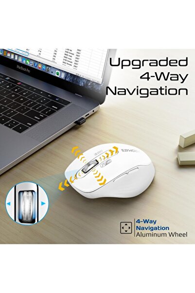 Promate SamoTri Rechargeable Wireless Mouse, Tri-Mode (Dual BT5.0 + 2.4GHz), 3200 DPI