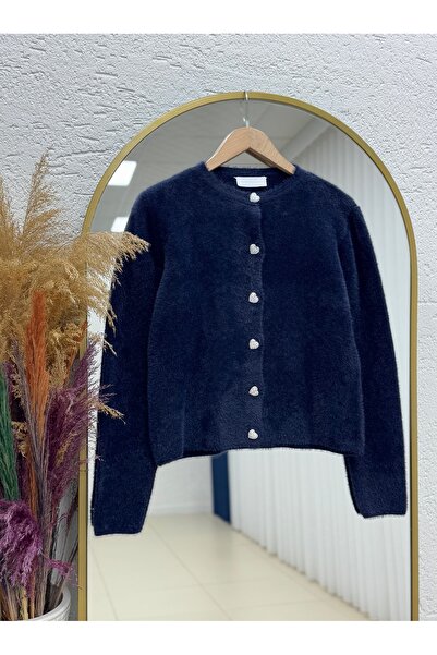 BENAHOLL Μίνι ζακέτα με κουμπιά καρδιάς Davuna-KR3194 Navy Blue