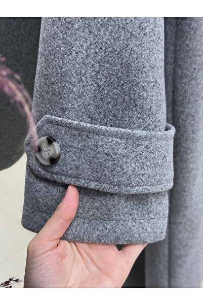 BENAHOLL Efrat Kol Epaulettes Belted Lined Coat-Bn8666 Gray