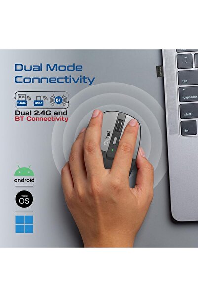 Promate Flixi Triple Mode Wireless Mouse (Grey)