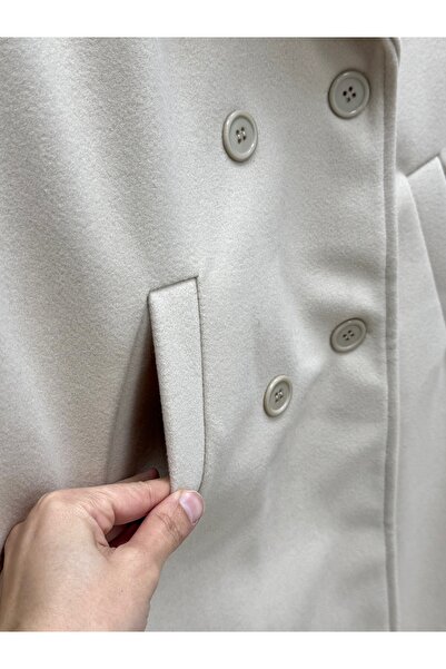 BENAHOLL Alita Shoulder Padded Sleeve Epaulettes Embroidered Coat-Ek1003 Stone