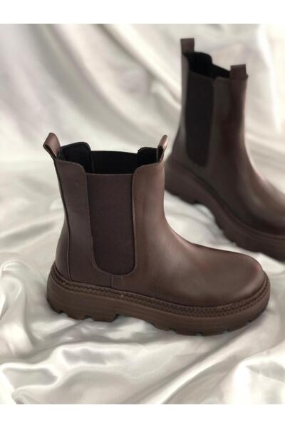 Hg Ayakkabı Sara Brown Elastic 4 cm Daily Boots