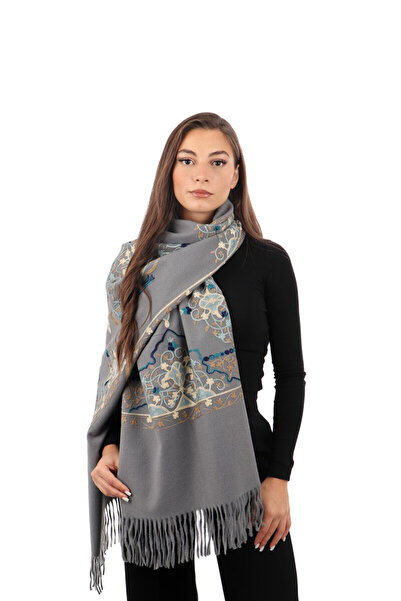 Bursa İpek Smoked Embroidered Winter Shawl