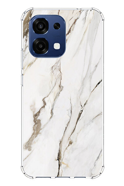 TechTree حافظة سيليكون متوافقة مع هاتف اوبو A6 برو باللون الرخامي الأبيض مطبوع