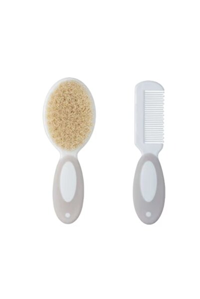 OEM Delicate Baby Care Kit - Ultra-Soft Comb & Brush, Non-Toxic, 0% BPA, Light Gray