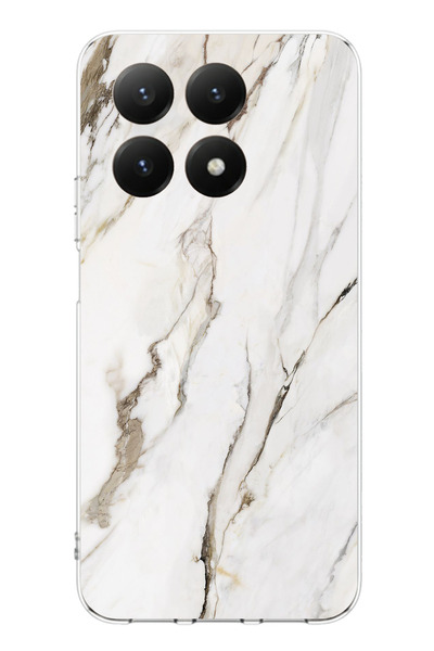 TechTree حافظة سيليكون متوافقة مع هاتف Xiaomi 15T باللون الأبيض الرخامي مطبوع