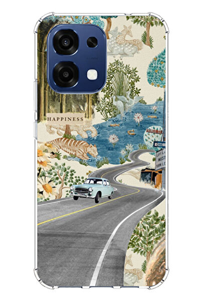 TechTree حافظة سيليكون متوافقة مع هاتف اوبو A6 برو باللون الأخضر الفني مطبوع