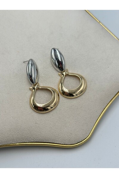 MyladyAccessoriess Double Color Dangle Earrings (Steel)